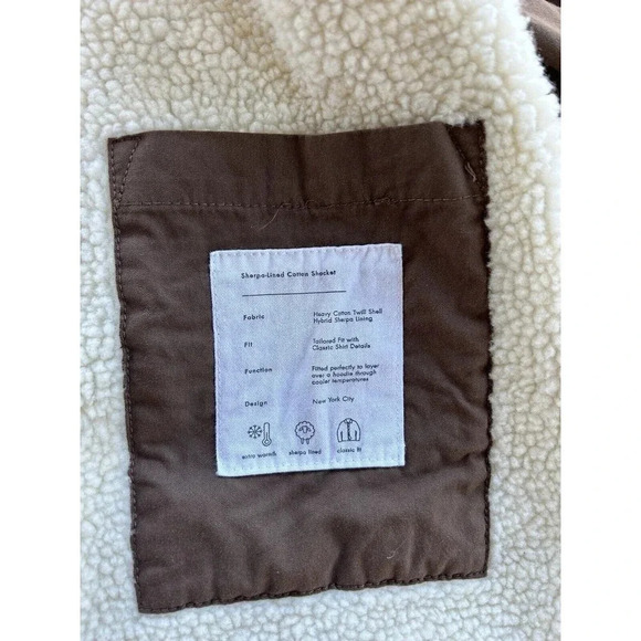Onia Sherpa-Line Cotton Shacket Jacket In Bison Brown XL - Picture 6 of 9
